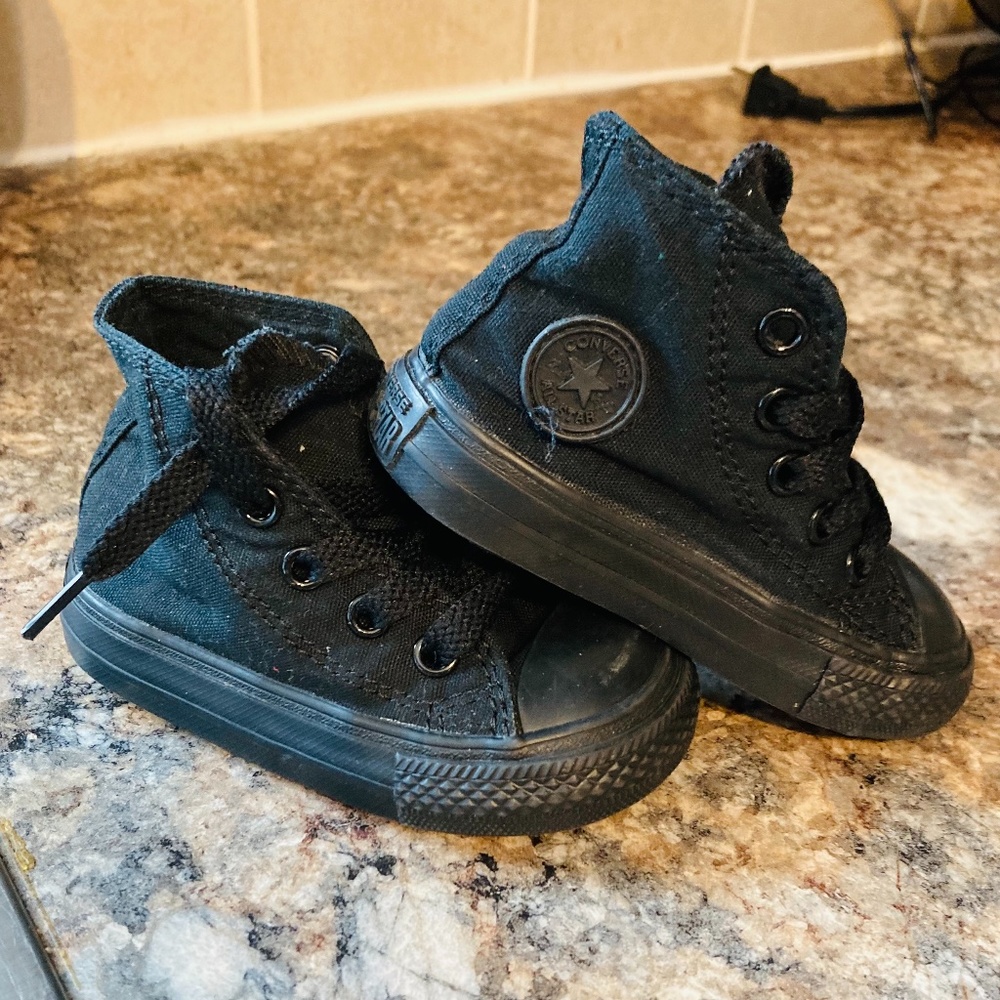 All black toddler  converse sneakers